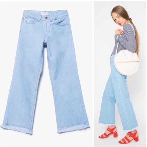 ✨OBJECTS WITHOUT MEANING✨Cropped Wide Leg Flare Jeans - Picture 2 of 4